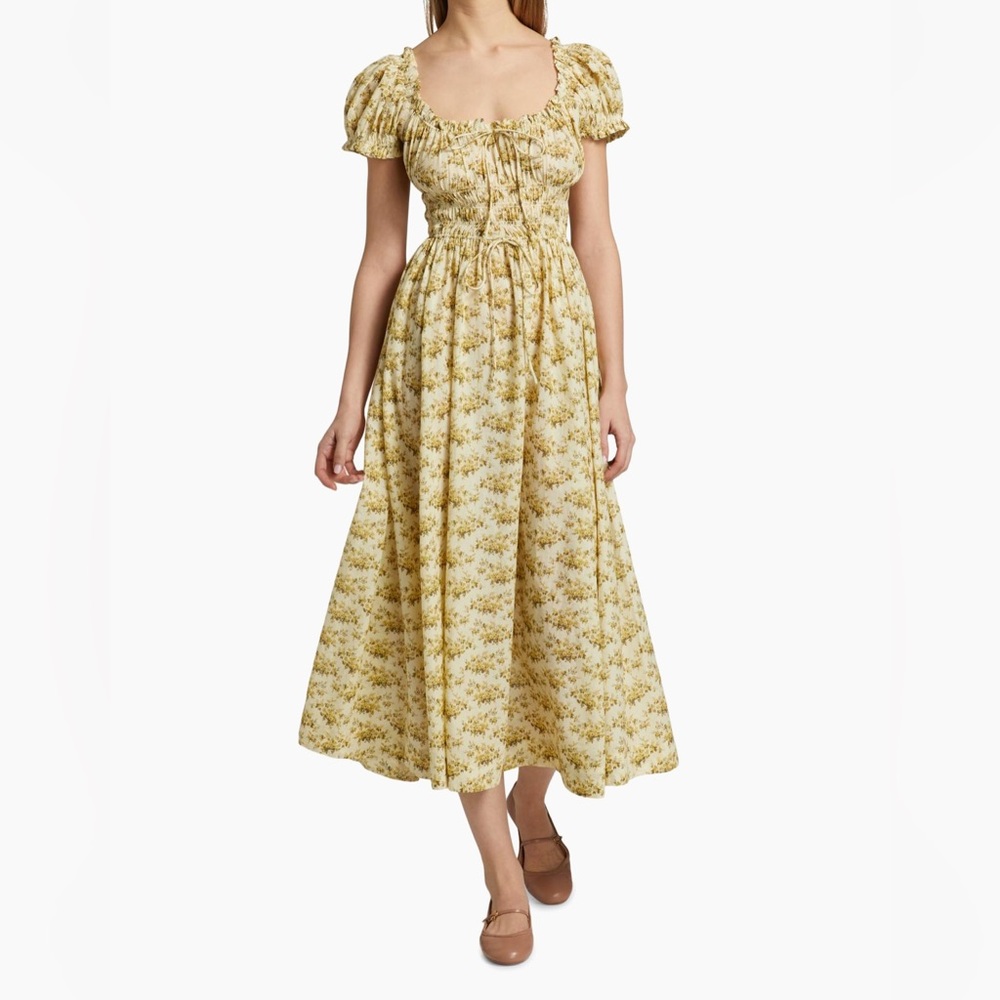 NWT Doen Ashlynn Dress Citron Rosier Floral size L